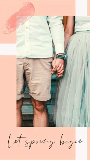 A Man And A Woman Holding Hands While Standing Next To Each Other Spring Story Template