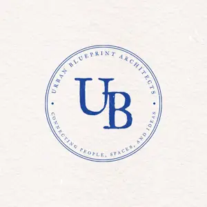 simple minimalist blue stamp logo
