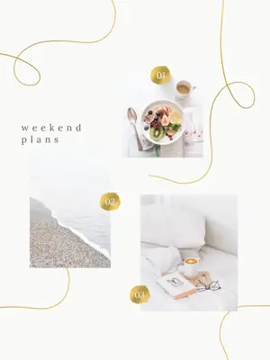 Weekend plans 1,2,3 beige off white colour template 