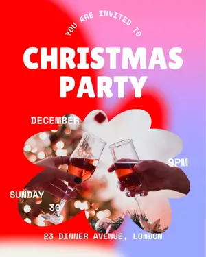 Christmas party invitation pink red and purple gradient 