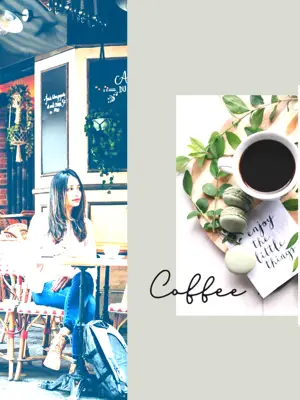 A Woman Sitting At A Table Next To A Cup Of Coffee Foodie Template