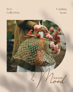 A Woman Holding A Net Bag With Flowers In It Fall Post Template