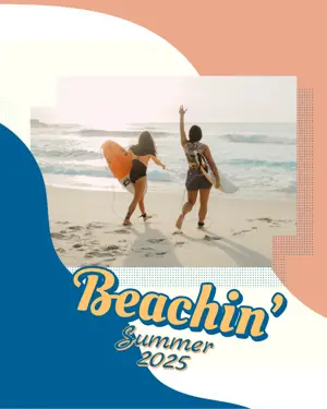 Women surfing retro summer template 