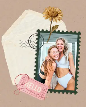 Summer postcard and envelope scrapbooking Instagram post template