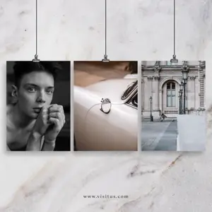 Grey Minimalist Marble 3 Posters Frame Mockup