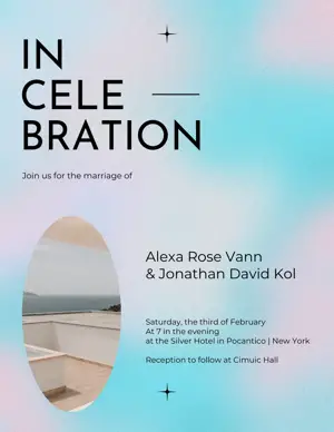 A Flyer For A Wedding With A Photo Of The Bride And Groom Wedding Template