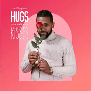 pink Valentine’s magic photo of a man with a flower instagram post template