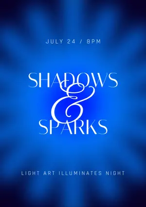 Light show event blue gradient typography poster template