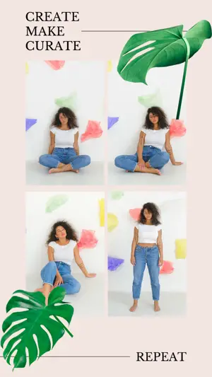 A Collage Of Photos Of A Woman Sitting On The Ground Leaves Template