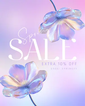 Spring sale crystal purple floral Instagram post template 