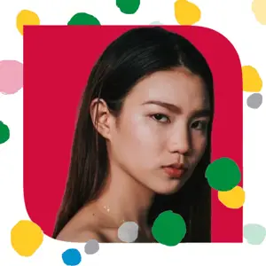 Woman with long Hair profile pic polka dots, Kosama Style