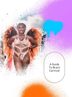 A Woman In A Bikini With Orange Feathers Carnival Template