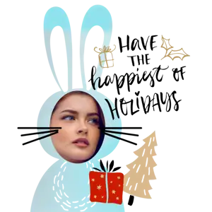 A Picture Of A Woman Wearing A Rabbit Costume Christmas Stickers Template