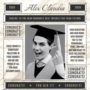 Graduation Newspaper black and white congratulation Template