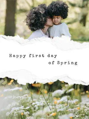 A Woman And A Child Are Kissing In A Field Of Flowers Hello Spring Template