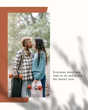 A Couple Of People Standing Next To Each Other Fall Post Template