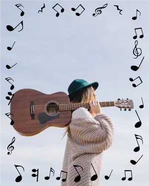 music nots creative frame portrait template 