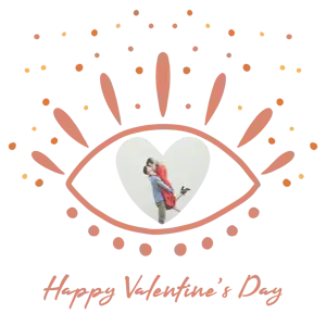 A Picture Of A Man And Woman In Front Of A Heart With The Words Happy Love Stickers Template