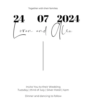 A White And Black Wedding Card With A Date Wedding Template