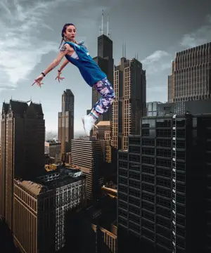 A Man Flying Through The Air While Riding A Skateboard Collage Art Template
