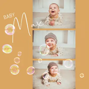Bubbles baby photo collage template
