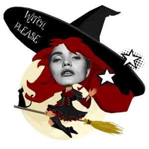A Woman In A Witches Hat With A Broom Halloween Stickers Template