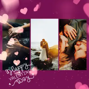 Valentine’s Day minimalistic 3 photos purple photo collage 