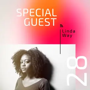 A Woman With Curly Hair Standing In Front Of A Wall Podcast Template