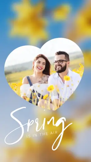 A Man And Woman Sitting In A Field Of Flowers Spring Story Template