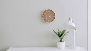 White Room Clock Lamp Zoom Chat Background Template