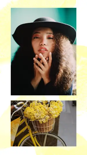 Two Pictures Of A Woman With A Hat And A Bicycle Classy Template