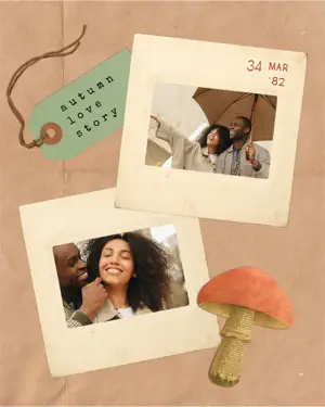 Autumn loving couple scrapbook Instagram post template