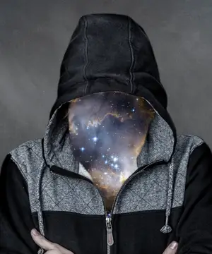 A Person With A Hoodie Over Their Face Collage Art Template