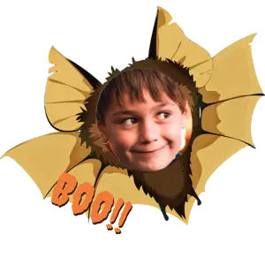 A Picture Of A Boy With A Bat On His Face Halloween Stickers Template