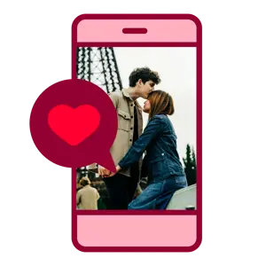 Phone heart pink and red sticker 