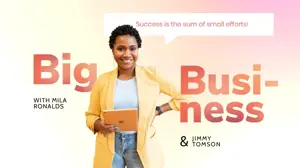 A Woman Standing In Front Of A Big Business Sign Magic Youtube Thumbnail Template