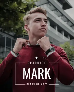 a photo of a young man minimalist graduation template 