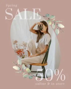 Spring sale pastel floral Instagram post template 