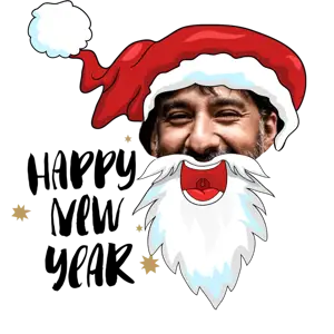 A Man With A Santa Hat And Beard Christmas Stickers Template