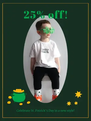 A Little Boy Sitting On Top Of A Green Pot St. Patrick'S Day Template