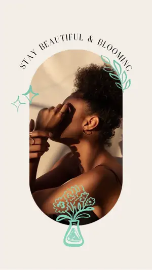 A Woman With Her Hand On Her Face And The Words Say Beautiful And Blooming Spring Story Template