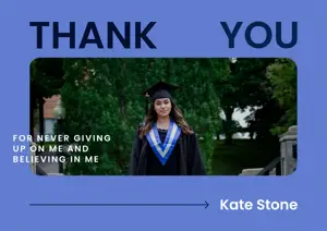 A Picture Of A Woman In A Graduation Cap And Gown Thank You Template