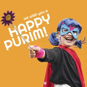 photo of a kid wearing costume Purim instagram post magic template