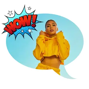 A Woman In A Yellow Top With A Speech Bubble Wow Whatsapp Sticker Template