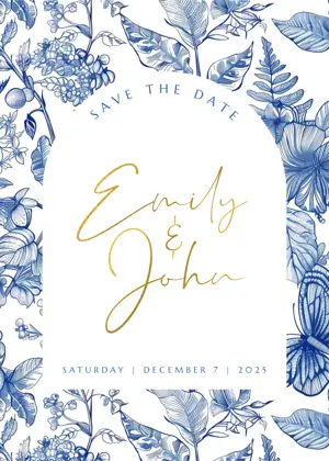 Vintage floral illustration save the date wedding template 