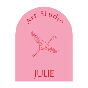 art studio minimalistic pink&red arc logo template 