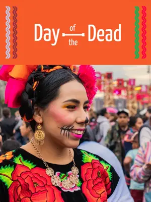 A Woman With Makeup On Her Face And The Words Day Of The Dead In Front Day Of The Dead Template