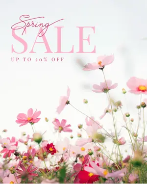 Pink Spring sale flowers field Instagram post template 