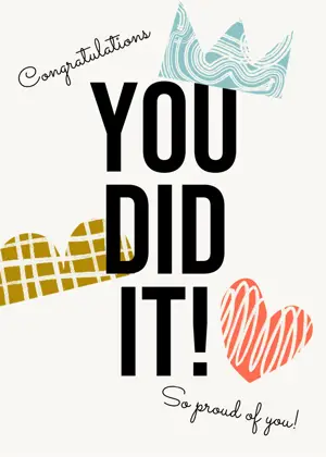 Crafted shapes congratulations greeting card template 