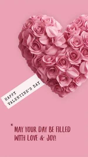 pink flowers bouquet Valentine’s greetings Love Story Template